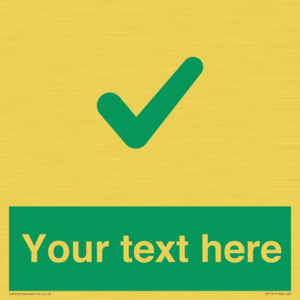 Custom green background, green tick sign